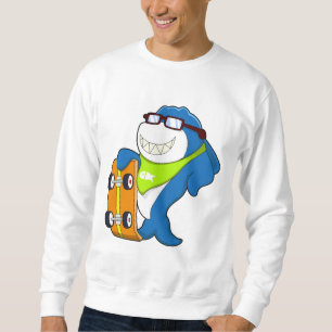 Sweatshirt Requin comme patineur avec skateboard