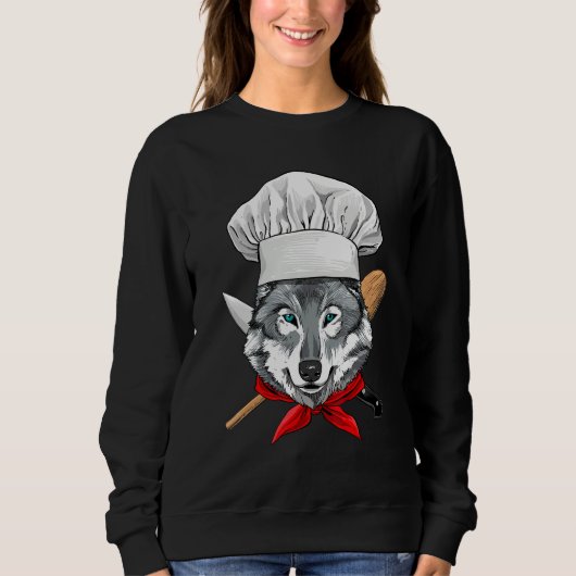 Sweatshirt Restaurant Gray Wolf Chef Cook Kitchen Cooking  An (Devant)