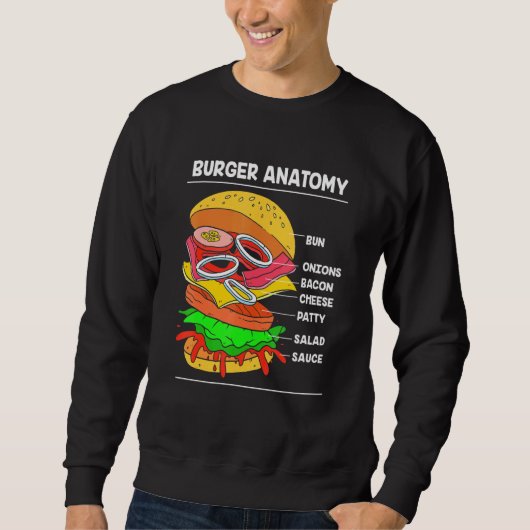 Sweatshirt Restauration Rapide Cheeseburger Anatomie D'Un Bur (Devant)