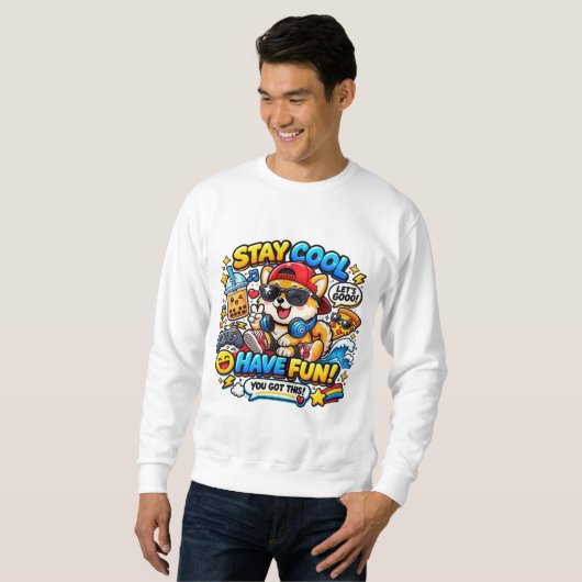 Sweatshirt Restez Cool Corgi (Devant entier)
