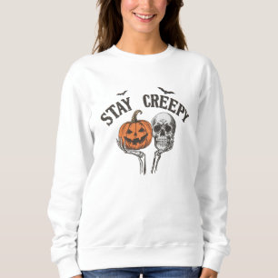 Sweatshirt Restez Déplaisant Retro Halloween Skeleton Main