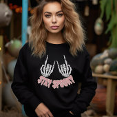 Sweatshirt Restez Éffrayant Halloween Skeleton Mains