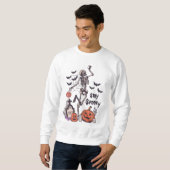 Sweatshirt Restez Éffrayant Halloween Skeleton Spider Bat Cit (Devant entier)