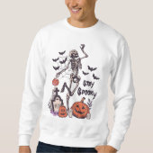 Sweatshirt Restez Éffrayant Halloween Skeleton Spider Bat Cit (Devant)