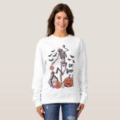 Sweatshirt Restez Éffrayant Halloween Skeleton Spider Bat Cit (Devant entier)