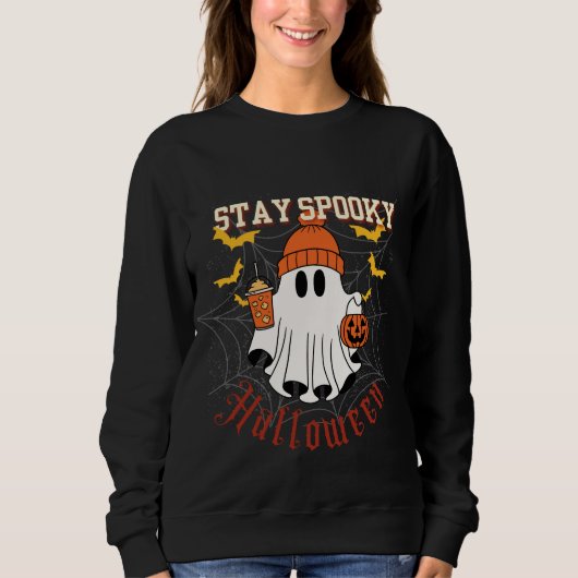Sweatshirt Restez Fantomatique Halloween Fantôme (Devant)