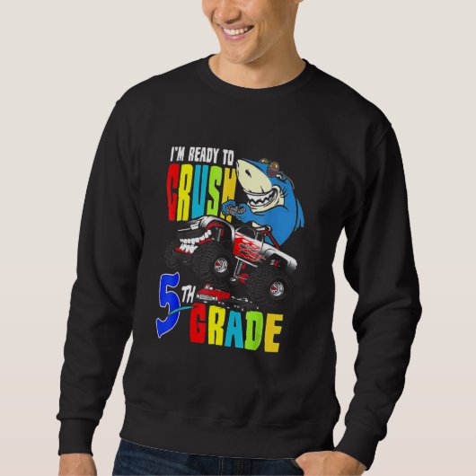 Sweatshirt Retour À L'École Crush 5e Classe Gamer Shark Monst (Devant)