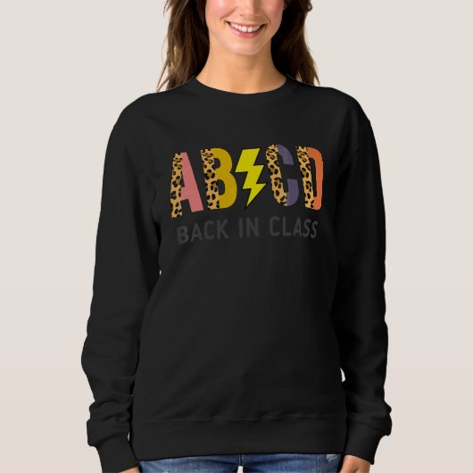 Sweatshirt Retour à l'école Enseignant Élèves Léopard Abcd Do (Devant)