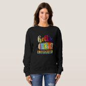 Sweatshirt Retourner À L'École Hello Kindergarten Leopard Tie (Devant entier)