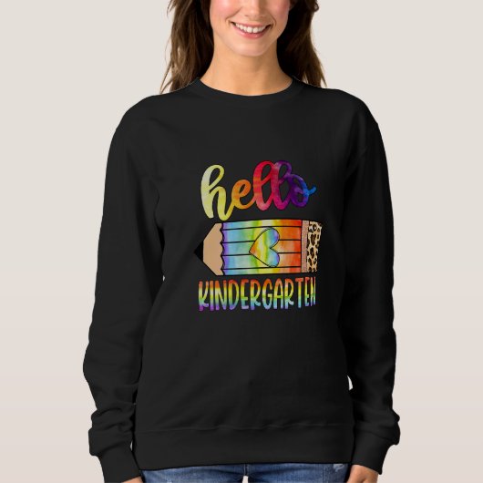 Sweatshirt Retourner À L'École Hello Kindergarten Leopard Tie (Devant)