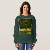 Sweatshirt Retro 50s 4 Leaf Clover Irish Christmas Martini (Devant entier)