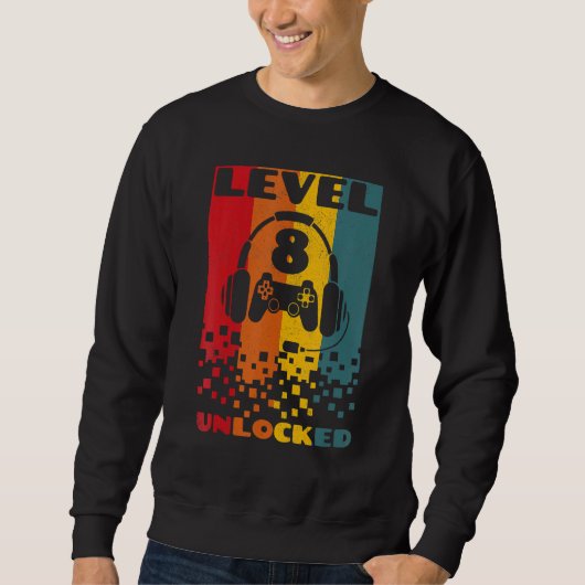 Sweatshirt Retro 8 ans Vieux Jeu Vidéo Gamer 8e B (Devant)