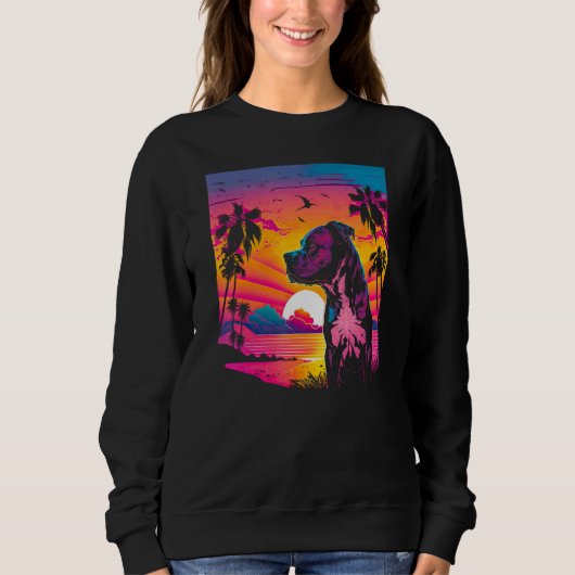 Sweatshirt Retro Aesthetic American Staffordshire Terrier dog (Devant)