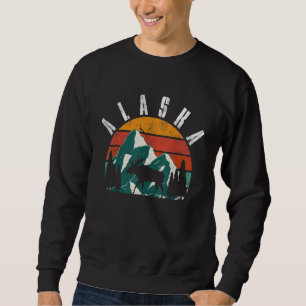 Sweatshirt Rétro Alaska Mountains Wildlife Moose