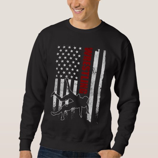 Sweatshirt Retro American Wrestling Appareils US Drapeau Lutt (Devant)