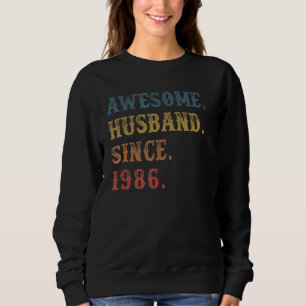 Sweatshirt Rétro Awesome Mari depuis 1986 36 Mariage Anive