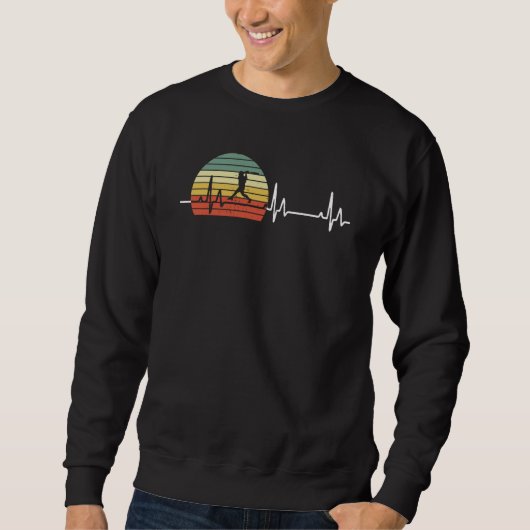Sweatshirt Retro Baseball Heartbeat Vintage Baseball Player (Devant)