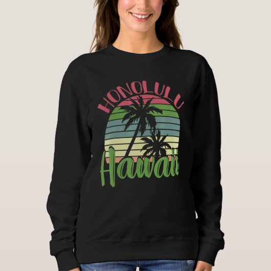 Sweatshirt Retro Beach Hawaiian Summer Palm Trees Tropical Ha (Devant)