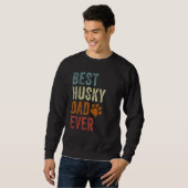 Sweatshirt Retro Best Husky Dad Ever Siberian Husky Papa Fath (Devant entier)