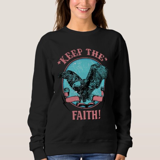 Sweatshirt Retro Christian Eagle Keep The Faith Bible Verse R (Devant)