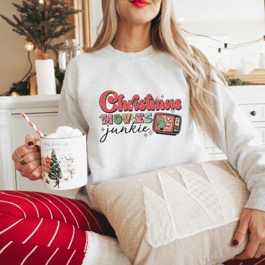 Sweatshirt Retro Christmas Movies Junkie