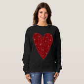 Sweatshirt Retro Coeur Rouge Saint Valentin Femmes Filles (Devant entier)