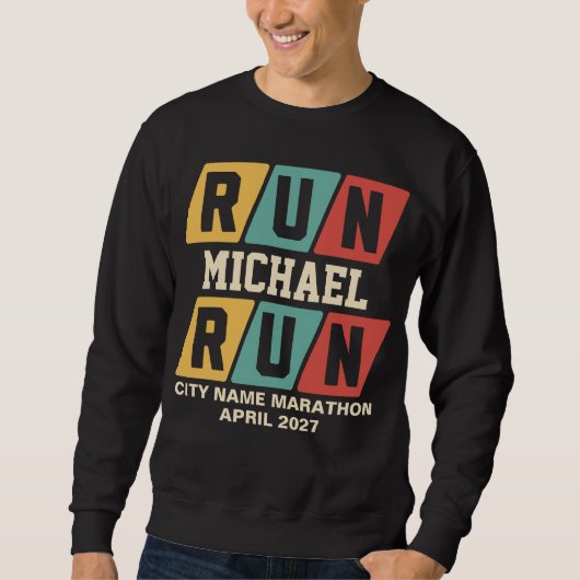 Sweatshirt Retro Custom Name Marathon Support (Devant)