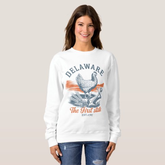 Sweatshirt Retro Delaware State Pride Graphic (Devant entier)