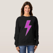Sweatshirt Retro Distressed Front & Back PINK & WHITE Lightni (Devant entier)