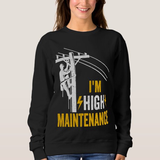 Sweatshirt Retro Electrician Lineman Journeyman I'm High Main (Devant)