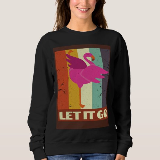 Sweatshirt Retro Flamingo Yoga Meditation Workout Exercise Mo (Devant)