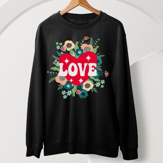 Sweatshirt Retro Floral Heart Love Valentine's Day