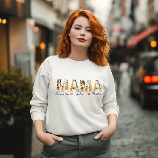 Sweatshirt rétro Floral "MAMA" avec les noms des e