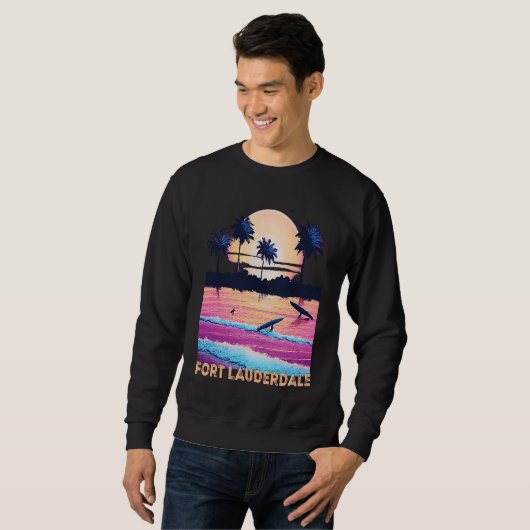 Sweatshirt Retro Fort Lauderdale Florida Souvenir Surf (Devant entier)