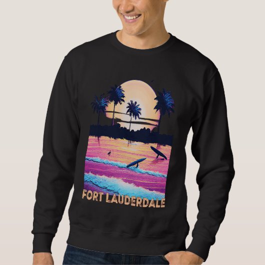 Sweatshirt Retro Fort Lauderdale Florida Souvenir Surf (Devant)