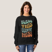 Sweatshirt Retro Funny Christian shirts, BLESS THIS COUNTRY M (Devant entier)