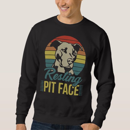 Sweatshirt Retro Funny Pit Bull Pit Face Amoureux des chiens  (Devant)