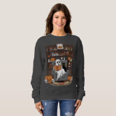 Sweatshirt Retro Ghost Reading Books Ghost Halloween (Devant entier)