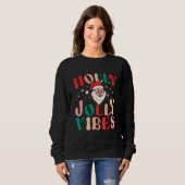 Sweatshirt Retro Groovy Holly Xmas Jolly Vibes Christmas For  (Devant entier)