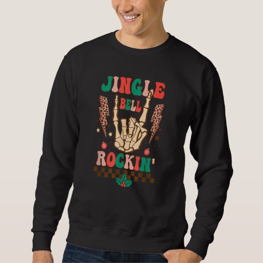 Sweatshirt Retro Groovy Jingle Bell Rockin' Lightning Bolt Ro (Devant)
