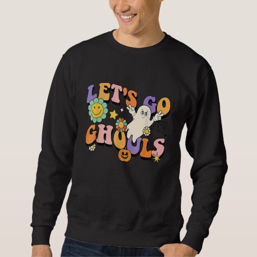 Sweatshirt Retro Groovy Let's Go Ghouls Halloween Ghost Boo (Devant)