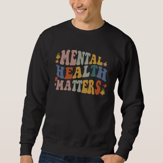 Sweatshirt Retro Groovy Mental Health Matters Therapist Psych (Devant)