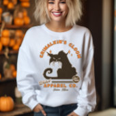 Sweatshirt Retro Halloween Chat Grimalkin Orange Noir
