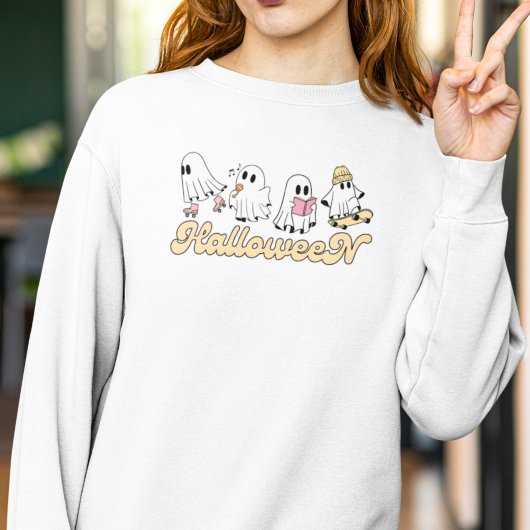 Sweatshirt Retro Halloween Ghosts mignon Super et Vintage