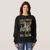 Sweatshirt Retro Happy 100th Day of Pre School Groovy Trex Un (Devant entier)