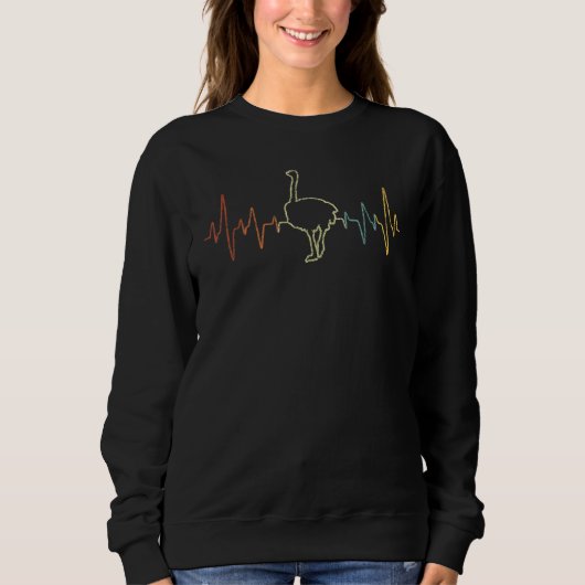 Sweatshirt Retro Heartbeat Ostrich   Ostrich Retro (Devant)