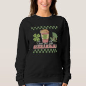 Sweatshirt Retro Here For The Shenanigans Checkered St Patric (Devant)