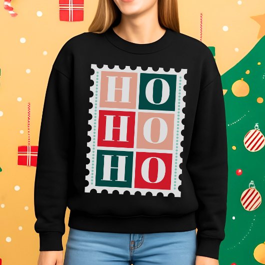 Sweatshirt Retro Ho Ho Ho Christmas Postage Stamp