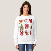 Sweatshirt Retro Holidays Coquette Bow Christmas Père Noël (Devant entier)