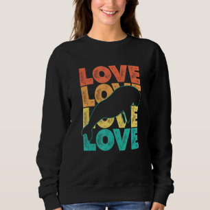 Sweatshirt Retro I Love Dugong Idée Pour Animal